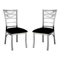 Furniture of America Halliway Stainless Steel Dining Chair in Silver (Set of 2)