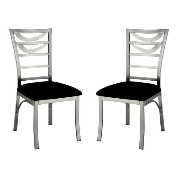 Furniture of America Halliway Stainless Steel Dining Chair in Silver (Set of 2)
