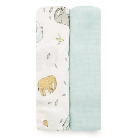 aden by aden + anais Silky Soft Swaddles, Ellie Parade and White, 2