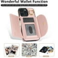 thumbnail image 7 of for iPhone 16e Wallet Case with Card Holder Women Men, Flip PU Leather Kickstand Shockproof Protective Phone Cover Magnetic Clasp 360 Rotation Ring Stand for iPhone 16e, Rosegold, 7 of 7