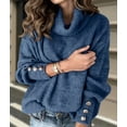 thumbnail image 6 of Women'S Oversized Chunky Pullover Sweaters Cowl Neck Long Sleeve Winter Slouchy Loose Knit Sweaters Blue 4XL, 6 of 8