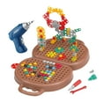 thumbnail image 3 of Caja de herramientas de juego, rompecabezas de mosaico, juguete con taladro, juguetes de ingeniería de simulación, juego de herramientas de tornillos, Oso, 3 of 10