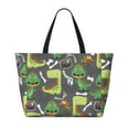 thumbnail image 2 of Pofeuu Cartoon Dinosaurs Print Beach Bag,Waterproof Sandproof Beach Tote Bag, Large Capacity Foldable Beach Bags for Women, 2 of 7