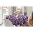 thumbnail image 1 of Halloween Round Tablecloth, Horror Theme Moons Flying Bats and Castles Haunted House Night, Circle Table Cloth Cover for Dining Room Kitchen Decoration, 60", Purple Blue, by Ambesonne, 1 of 1