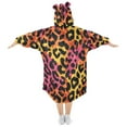 thumbnail image 2 of Dailycode Wearable Blanket Hoodie Oversized Sherpa Flannel Blankets with Pocket for 3-14 Year Old Colorful Leopard Print, 2 of 7