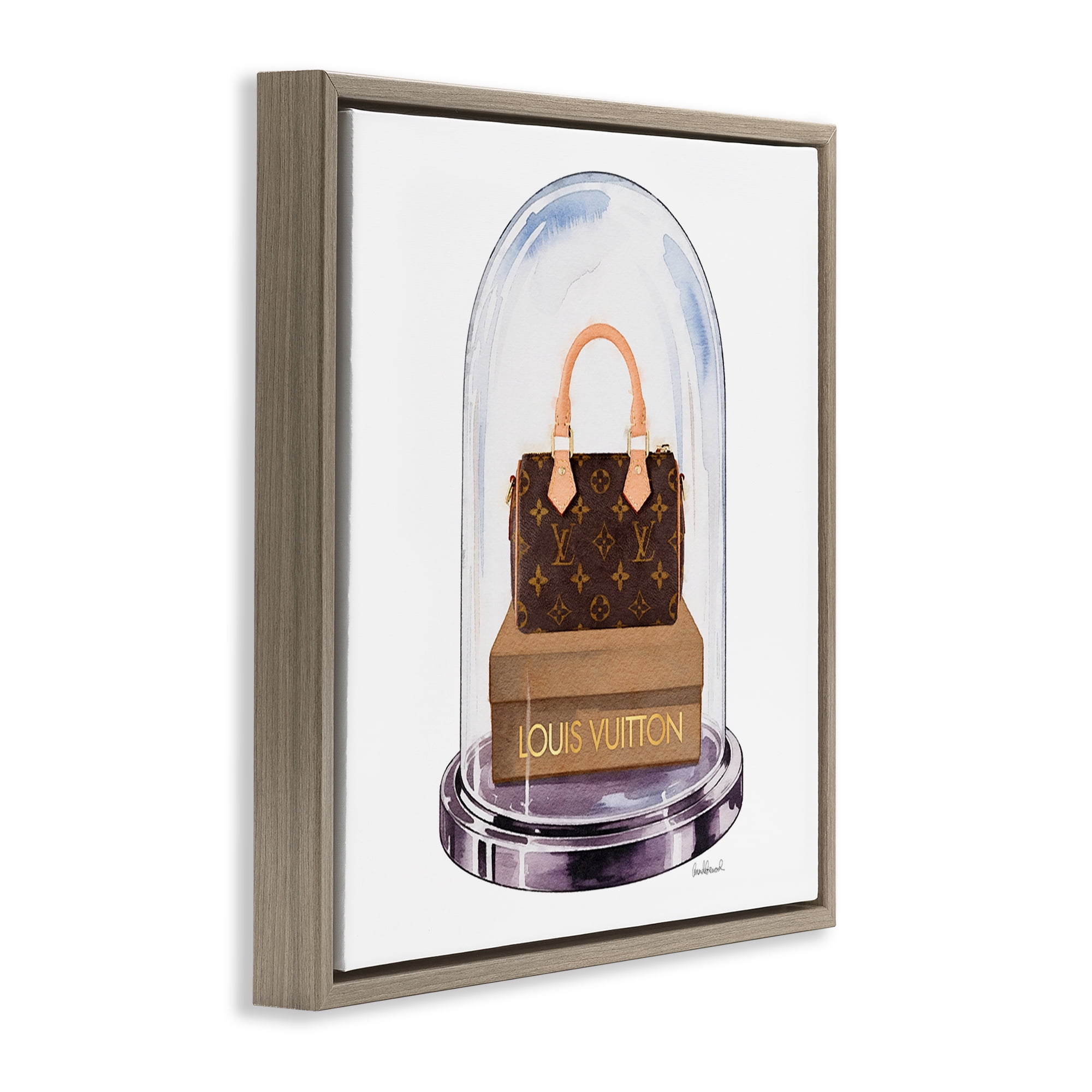 Stupell Industries Glam Purse Bell Jar Brown Framed Floater Canvas Wall Art, design by Amanda Greenwood