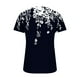 thumbnail image 5 of ICHUANYI ClearanceWomen's Fashion V-neck Print Casual Loose Short Sleeve Top Short Sleeve V-neck Top/Shirt(Navy, S) ICHUANYI WER20232080503787, 5 of 5