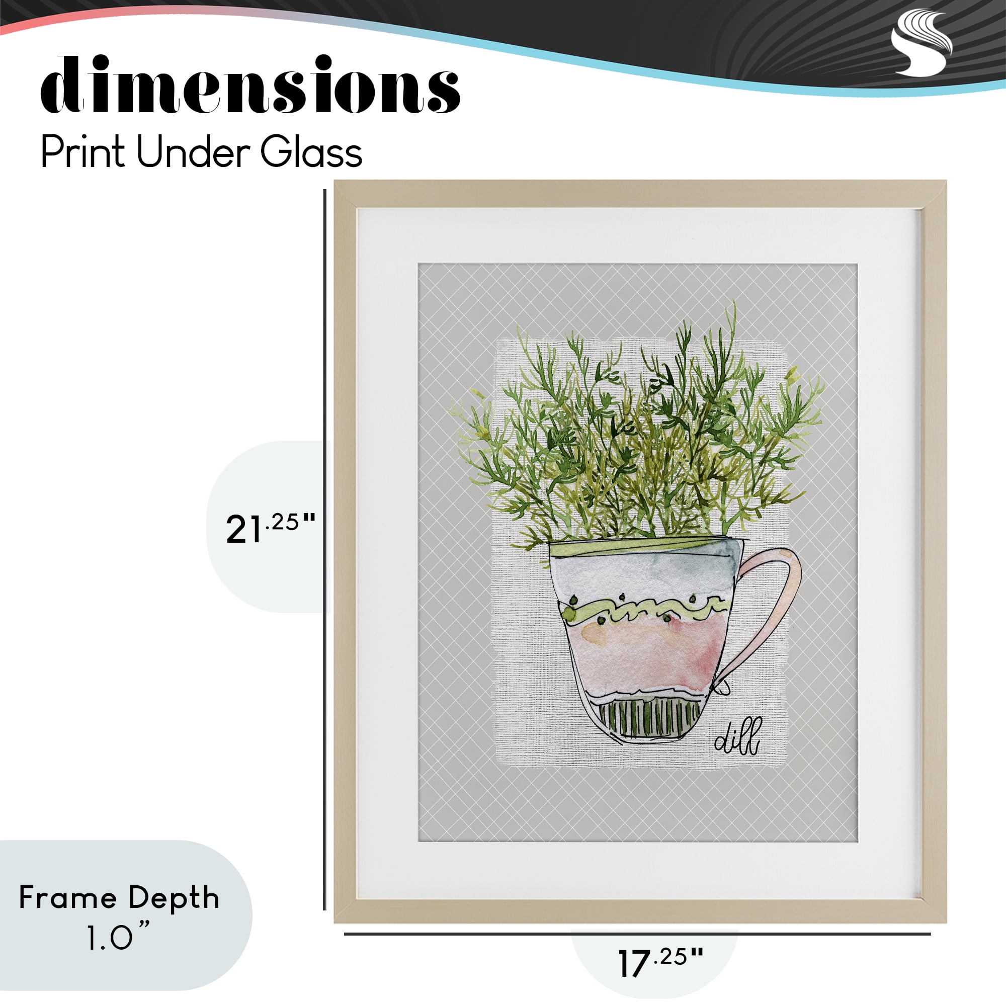 Stupell Industries Dill Herb Mug Birch Framed Print Under Glass, design by Livi Finn
