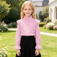 thumbnail image 2 of Mnyotv School Outfits for Girls Classic Uniform Shirts Ruffle Long Sleeve Button Down Shirt Kids Fall Clothes Tops Size 4-5Y, 2 of 8