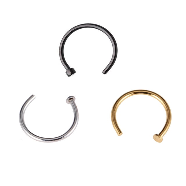 3pcs Clip de aro del Anillo del perno prisionero de la nariz Sunnimix Acero Inoxidable 20G
