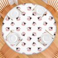 thumbnail image 2 of White Cow Bow Pattern Round Fitted Tablecloth with Elastic Edge,Dining Table Cover Waterproof,Outdoor Round Tablecloth for Camping,Dining,Indoor and Outdoor, 2 of 7