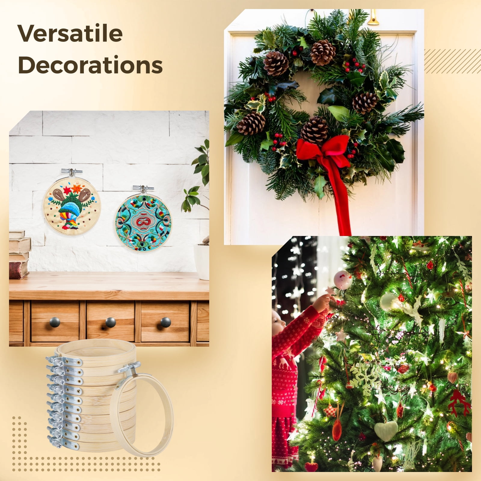 36 Pcs Small Embroidery Hoops, 3 Inches Adjustable Wooden Craft Hoops with Brass Screws, Small Cross Stitch Hoop Rings for Embroidery, Quilting, and Crafts