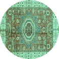 thumbnail image 1 of Ahgly Company Indoor Round Abstract Turquoise Blue Modern Area Rugs, 3' Round, 1 of 4