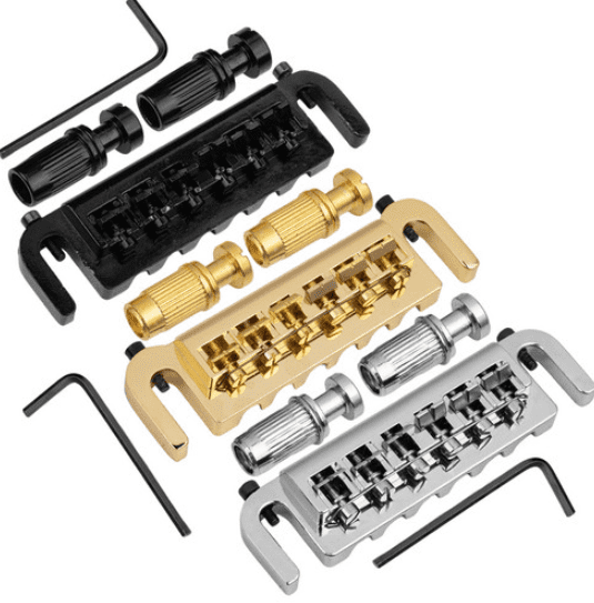 LOOKSEVEN 6 String Electric Guitar Integrated Bridge Tune-O-Matic Style Guitar Bridge Replacement for Gibson Epiphone Les Paul SG, with Studs & Wrench-chorme