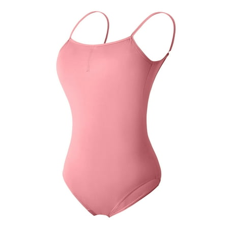Lovskoo 2024 Women s Dance Practice Suit Suspender Backless Jumpsuit Gymnastics Suit Body Suit Watermelon Red-XL