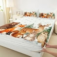 thumbnail image 3 of jejeloiu Jungle Bear Deer Twin Sheet Sets,Kawaii Fox Rabbit Twin Fitted Sheet,White Brown Orange Flat Sheet For Kids,Breathable Home Decor,3 Pieces, 3 of 7