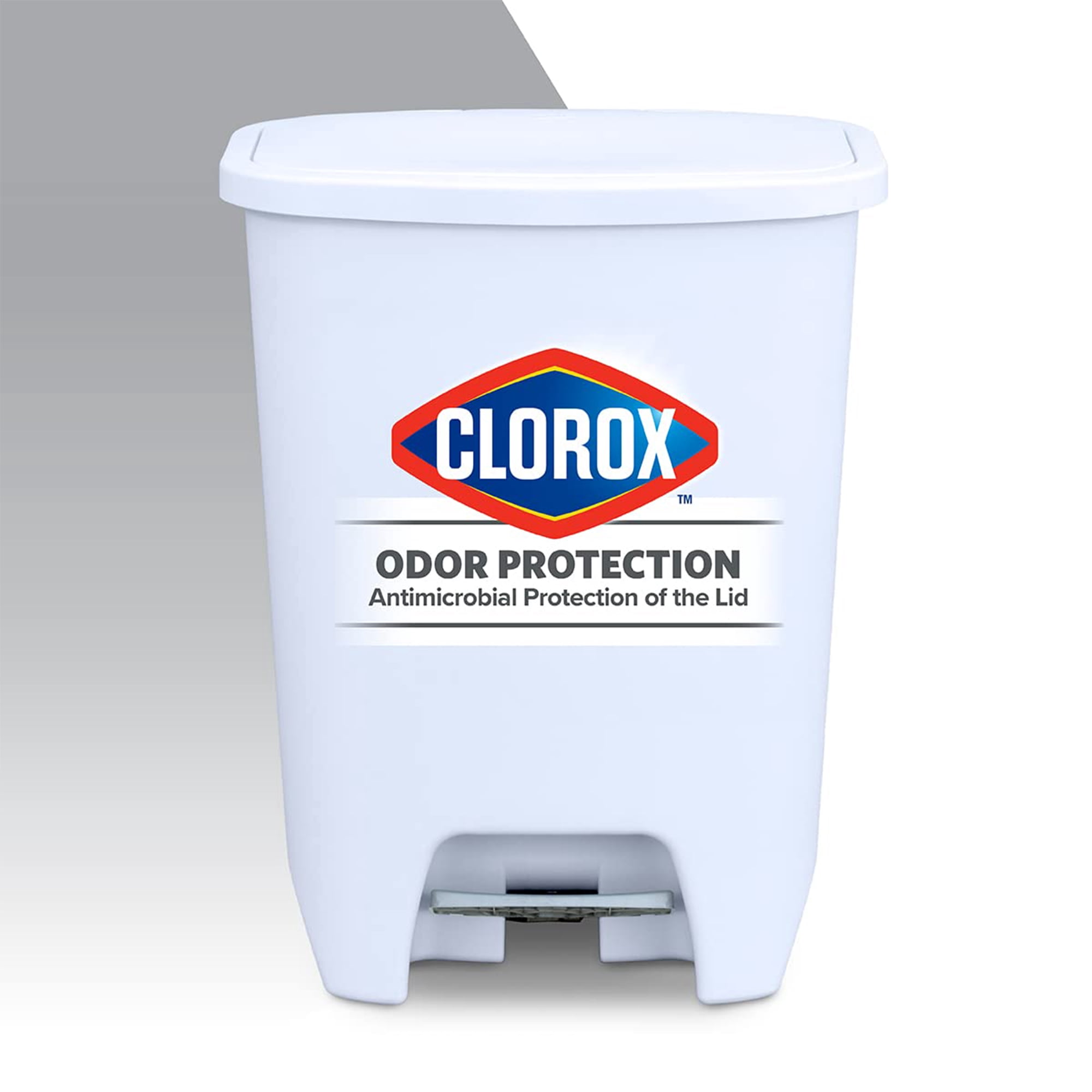 Open Box Glad Kitchen Trash Can with Lid, Foot Pedal and Garbage Bag Rings