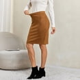 thumbnail image 5 of Yungyresw Women's High Waisted Pencil Skirts Knee Length Solid Bodycon Mini Skirts Fall Winter Business Office Elegant Outfits Khaki S, 5 of 8