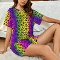 thumbnail image 4 of Fotbe Animal Paw Rainbow Conjunto de Pijama Estampado para Mujer, 2 Piezas, Ropa de Dormir con Camiseta de Manga Corta y Shorts Suaves-Large, 4 of 6