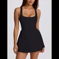 thumbnail image 4 of Vestido Deportivo Plisado Fluido de Tenis para Mujer, Minivestido de Golf de Verano Sin Mangas y Sin Espalda. Noche Oscura M, 4 of 7