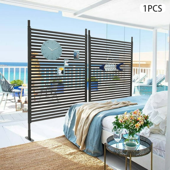 3.6*6ft Brown Garden Privacy Fence Screen Panels with Stand, Patio Decorative Privacy Screen