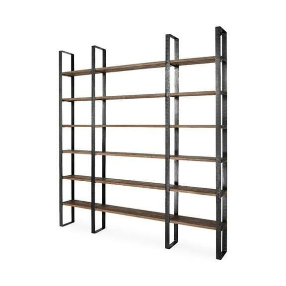 Iron Framed Wooden Shelving Unit, Black