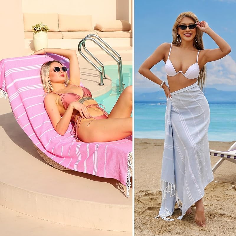 Beach Towel 2 Pack,Sand Free Beach Towels Oversized 39 x 72,Turkish Beach Towel Quick Dry Towel,Lightweight Pool Towels for Adults Travel Towel,Cool Beach Essentials Super Absorbent Towels