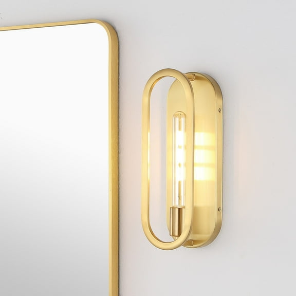 JONATHAN Y Emilia 4.75" 1-Light Modern Bohemian Iron LED Sconce, Brass Gold