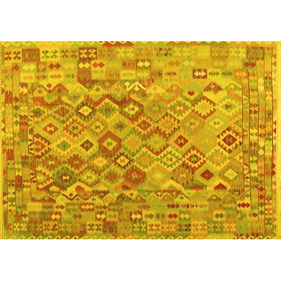 Ahgly Company Indoor Rectangle Southwestern Yellow Country Area Rugs, 8' x 12'