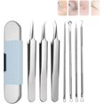thumbnail image 1 of 7 Piece Set Blackhead Extraction, Stainless Steel Blackhead Remover, Professional Facial Blackhead Remover Tweezers, Blackhead Remover Tools kit, Blackhead Extractor Tool(1set), 1 of 8