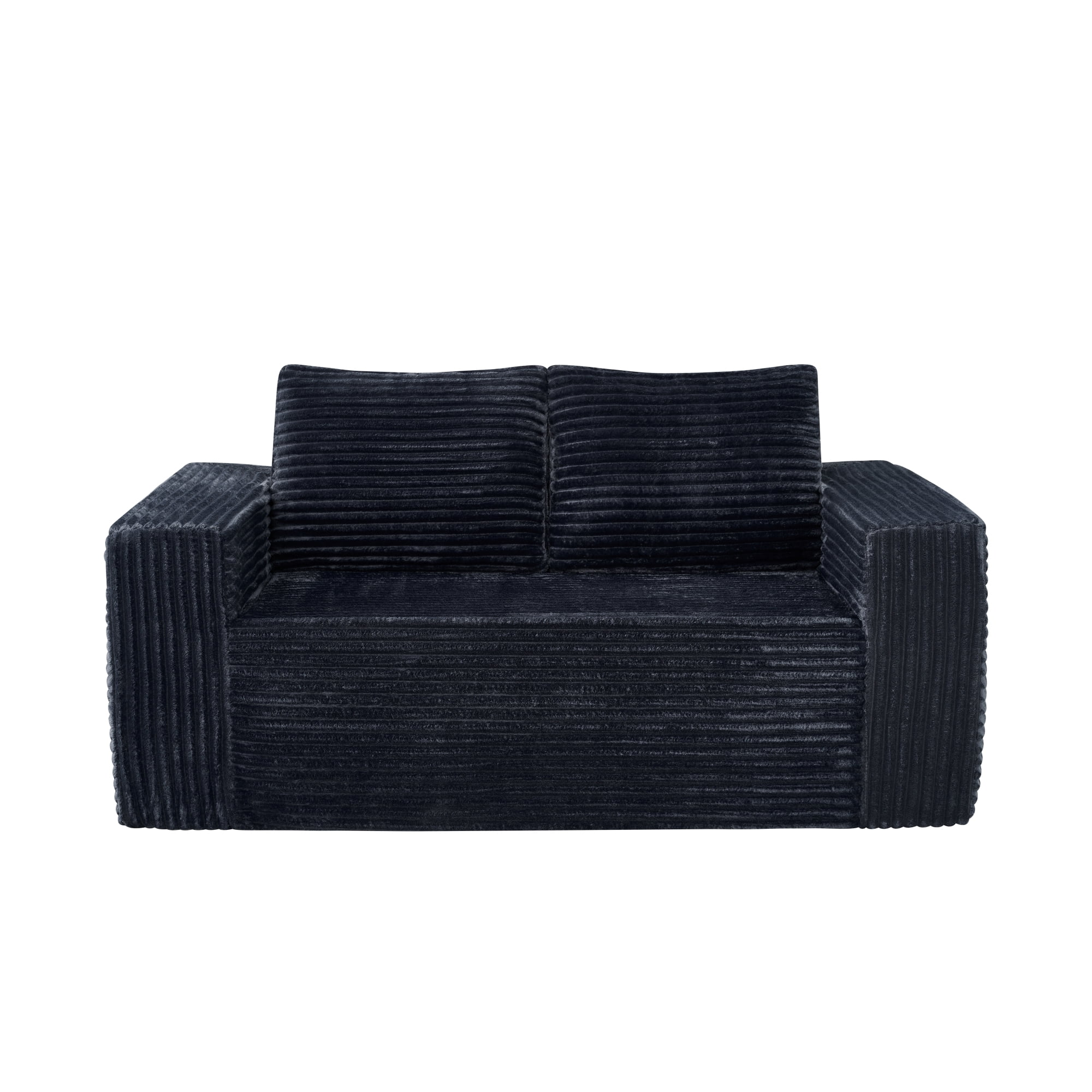 Leumius 63" Loveseat Sofa,Corduroy Upholstered Compressed Sofa 2-Seater Sofa Small Sofa for Small Spaces,Apartment,Living Room,Dark Gray