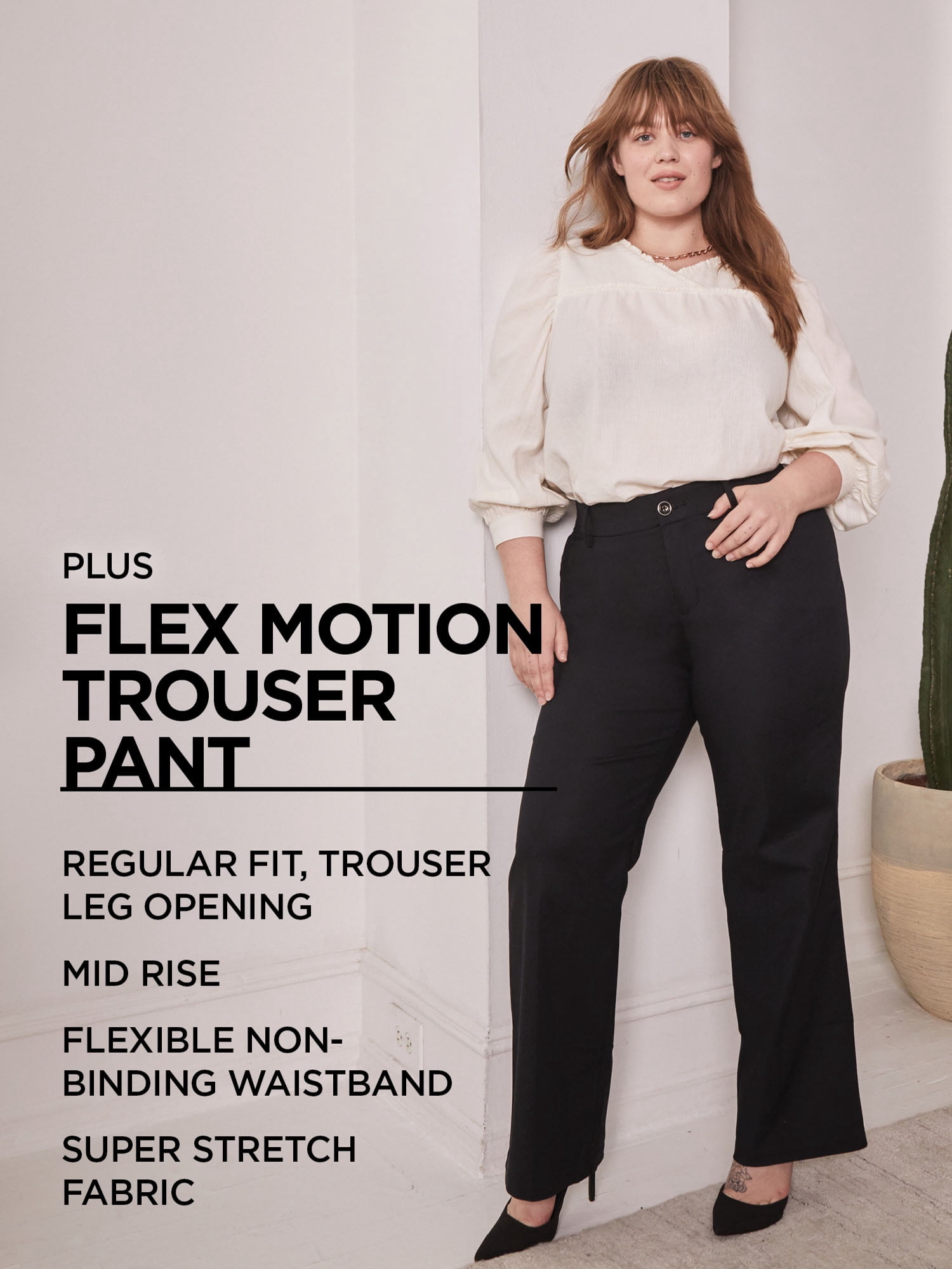 Lee Women's Plus Wrinkle Free Relaxed Fit Straight Leg Pant, Sizes 14-30