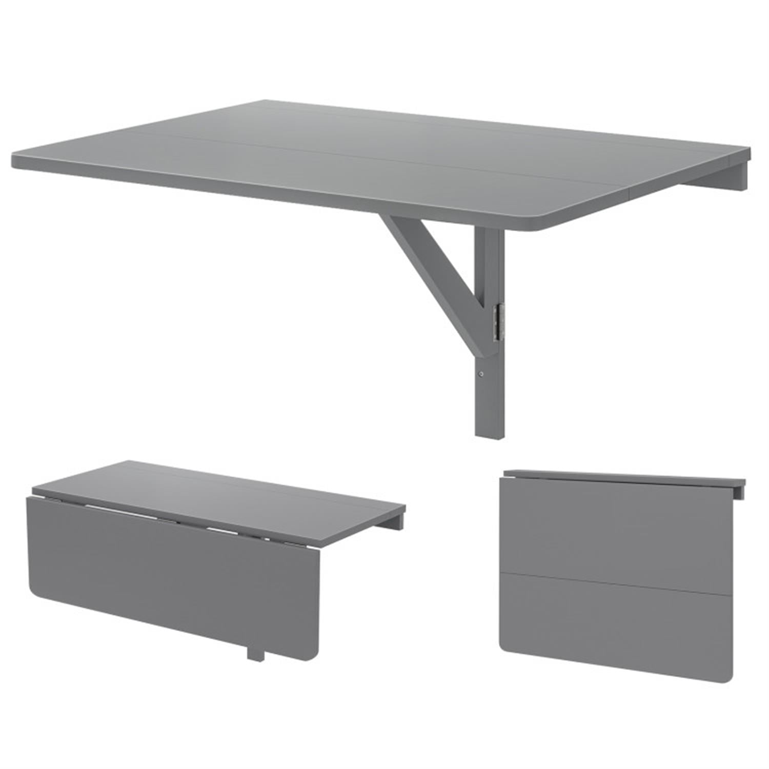Demi Bonn 31.5" Wall Mounted Folding Table for Small Spaces, Laptop Workstation Desk for Laptops, Books, Tablets, and Art, Gray