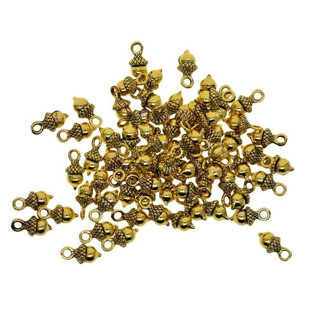 50 colgantes de cuentas con forma de piña para bisutería. dorado