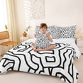 thumbnail image 4 of Homewish Abstract Wavy Stripes 7-Piece Twin Bedding,Contemporary Artwork Bedding Comforter Set,White Black,Reversible, 4 of 8