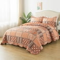 thumbnail image 2 of HoneiLife Quilts Queen Size - 3 Piece Microfiber Quilt set Reversible Bedspreads Patchwork Coverlets Floral Bedding Set All Season, Orange, 2 of 7