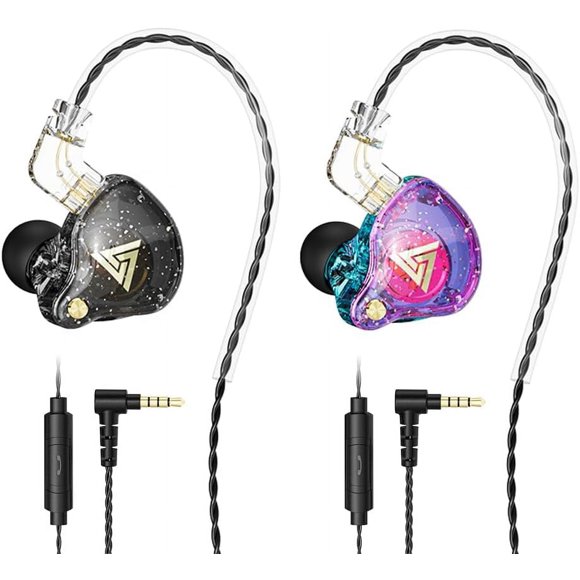 czcpp-Wired Gaming Earbuds, QKZ AK6 PRO in Ear Monitors, Deep Bass Sound Wired Earbuds, HiFi in Ear Headphones with New 1DD 10mm Dynamic Driver, IEM for Music Gaming Video Calling (with Mic, Black+Pu