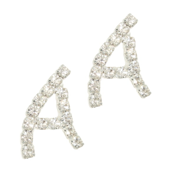 Letter "A" Crystal Rhinestone Initial Pierced Earrings 3/4"