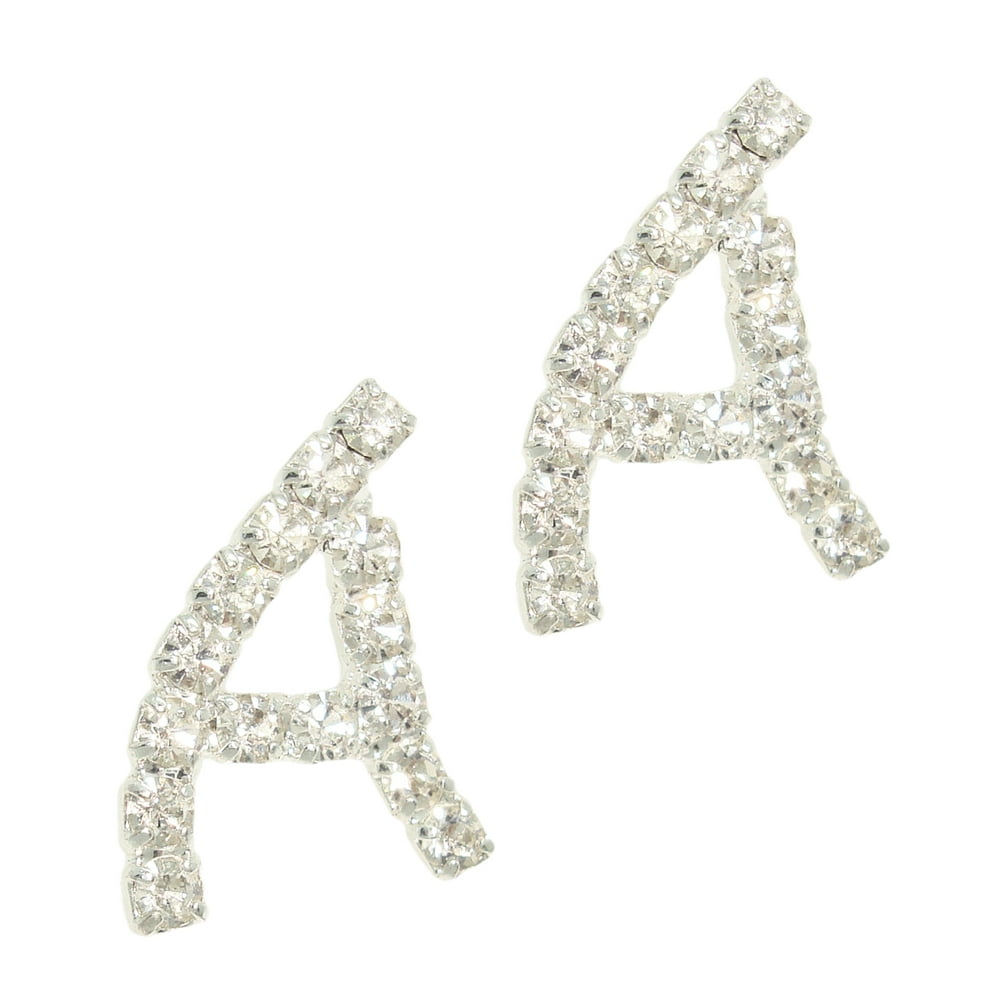 Letter "A" Crystal Rhinestone Initial Pierced Earrings 3/4" Walmart