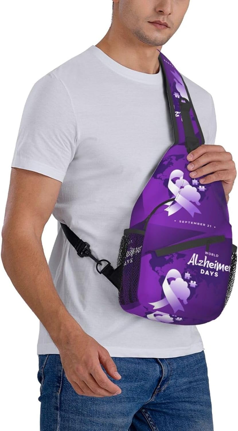 Wear Purple Alzheimer's Awareness Sling Bag Crossbody Hiking Travel Chest Bags Backpack Shoulder Daypack for Women Men