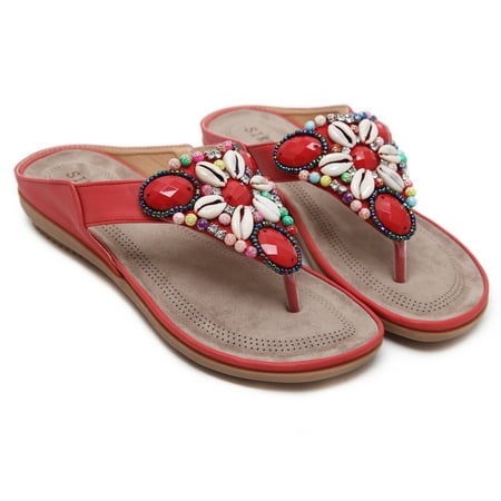 

SWQZVT Summer Ladies Party Sandals Slipper Beach Red Sandals for Women
