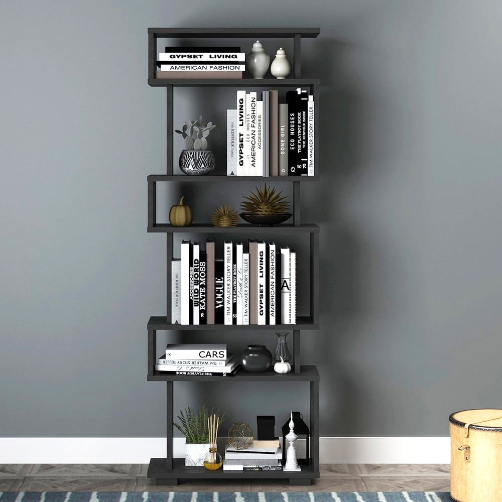 Buy Casamudo Modern Geometric Bookcase 6Shelves, Tall Skinny Bookshelf