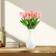 thumbnail image 4 of CASAFUN Fake Plants Faux Tulip Silk Flowers for Outdoors Pink Single Head Flower Mini Wedding Decor Home Decor for Home Bedroom Bathroom Wedding Decor Office Decor Desk Decor Home Decor 10pcs, 4 of 6