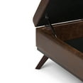 thumbnail image 5 of Owen 36 inch Wide Mid-Century Modern Square Coffee Table Storage Ottoman in Distressed Chestnut Brown Vegan Leather, 5 of 7