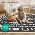 thumbnail image 3 of ODIKA 2'x3' Gray Cream Geometric Design Washable Throw Rug Modern Abstract Motif with Charcoal Accents Non-Slip, Low Profile, Flatwoven, Easy Care for Hallway, Study Room, 3 of 6