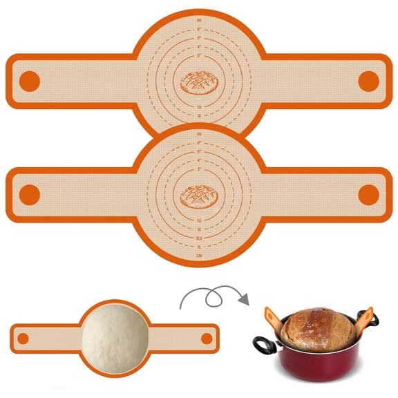 Silicone Bread Sling for Dutch Oven, Non-Stick & Easy to Clean Baking Mat Set, 2 Pcs Reusable Bread Sling for Sourdough Tools ＆ Accessories