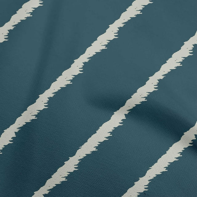 oneOone Jersey en Viscose Bleu Sarcelle Tissu à Rayures Matière de Robe Tissu Imprimé Tissu au Mètre 60 Pouces de Large