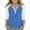 #0251-Blue, variant on Cowsor Girl's Casual 3/4 Sleeve T Shirts Button V Neck Tunic Blouses Color Block Basic Tee Tops Loose Fit Summer Shirt