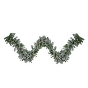 9' x 14" Pre-Lit Flocked Mixed Rosemary Emerald Pine Artificial Christmas Garland - Clear LED Lights