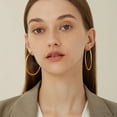 thumbnail image 2 of Flattened Gold Hoop Earrings for Women, 14K Gold Plated Hoops ,Hypoallergenic Lightweight Earring, 2 of 6